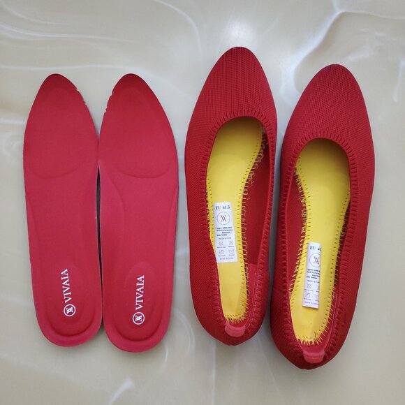 Vivaia Aria 5° Ruby Red Lightweight Pointed Toe Ballet Flats Size 41.5/10 - Picture 9 of 14
